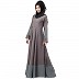 Polka dotted full flare abaya- Grey Polka dotted full flare abaya- Grey
